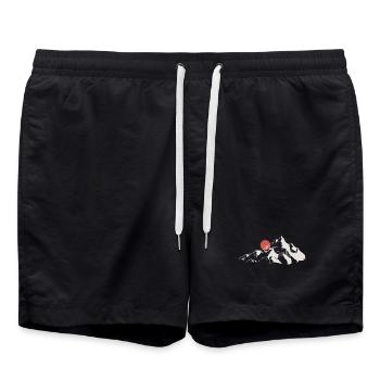 Silhouette de montagne de lever de soleil - Short de bain - noir - Devant - AI Model Male 185 light (185cm)