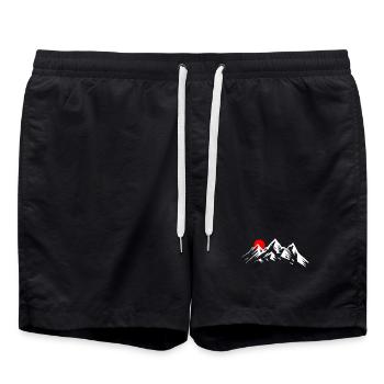Lever de soleil alpin sur les sommets - Short de bain - noir - Devant - AI Model Male 185 light (185cm)