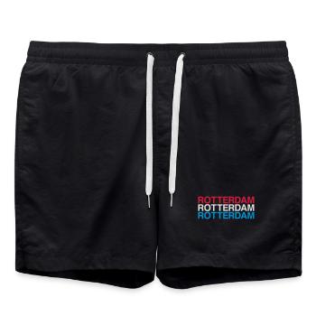 ROTTERDAM Netherlands Niederlande Flagge - Badeshorts - Schwarz - Vorne - AI Model Male 185 light (185cm)