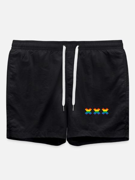 Gay Pride Amsterdam drapeau arc-en-ciel Andreaskruis - Short de bain - noir