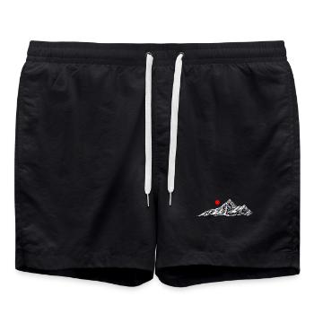 Soleil rouge sur la montagne blanche - Short de bain - noir - Devant - AI Model Male 185 light (185cm)