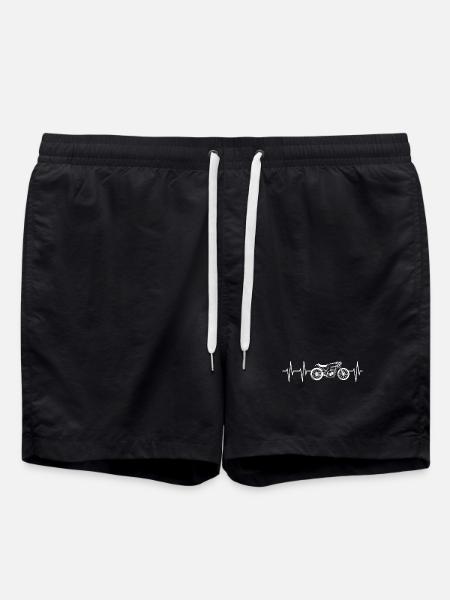 caferacer herzschlag Logo - Biker Motorrad Symbol - Badeshorts - Schwarz