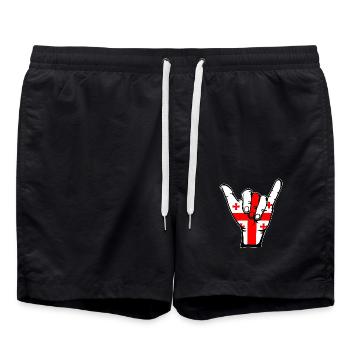 Icône de surf du drapeau de la Géorgie - Short de bain - noir - Devant - AI Model Male 185 light (185cm)
