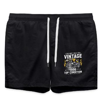 1996 Jahrgang Geburtstag Vintage Motorrad - Badeshorts - Schwarz - Vorne - AI Model Male 185 light (185cm)