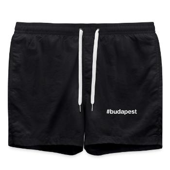 BUDAPEST Hashtag Hungary Ungarn - Badeshorts - Schwarz - Vorne - AI Model Male 185 light (185cm)