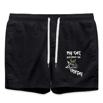 My cat listens to Metal - Washed Effect - Swim Trunks - black - Front - AI Model Male 185 light (185cm)