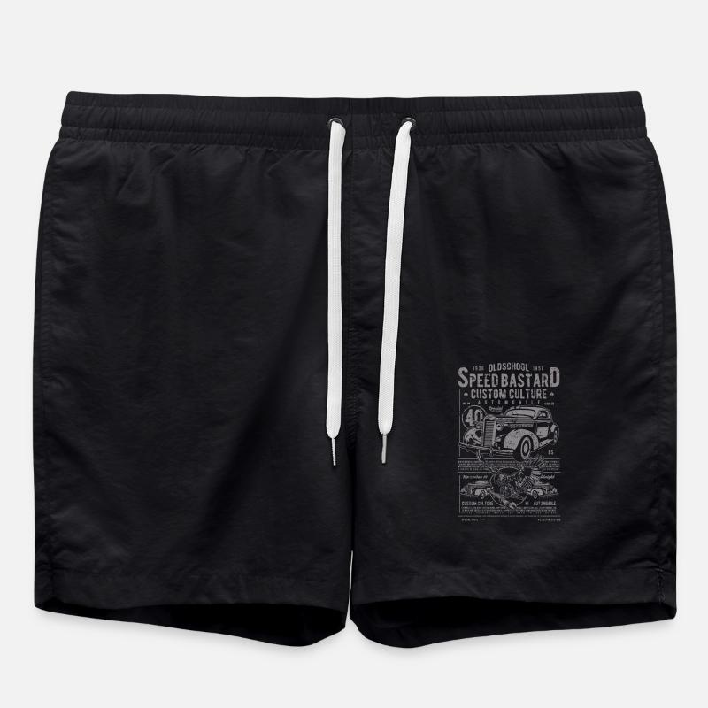 Oldtimer Old School Auto Automobil - Badeshorts - Schwarz