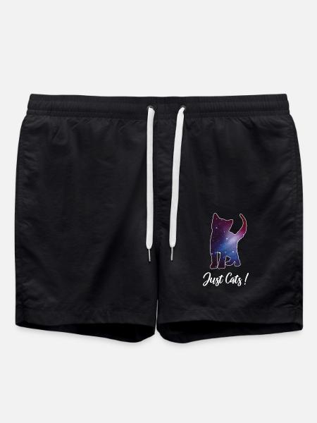 Cat Kitten Silhouette Space Cat Galaxy Galaxy - Swim Trunks - black