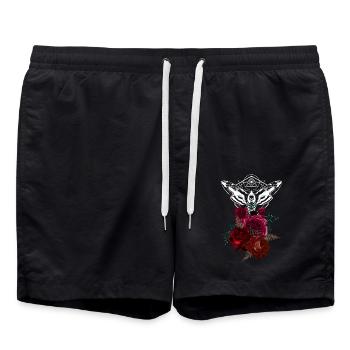 Night flowers gothic goth skull death skull punk - Swim Trunks - black - Front - AI Model Male 185 light (185cm)