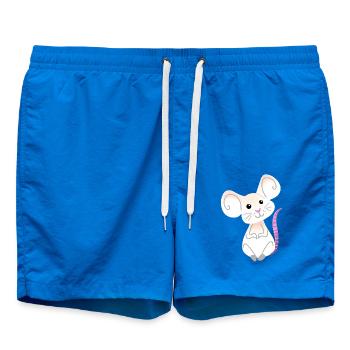 Main dessinée souris blanche se reposant - Short de bain - cobalt blue - Devant