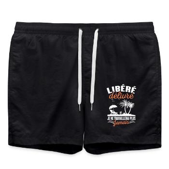 Libéré Délivré Je Ne Travaillerai Plus Jamais - Short de bain - noir - Devant - AI Model Male 185 light (185cm)
