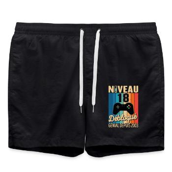 Niveau 18 Ans Débloqué Génial Depuis 2003 Cadeau - Short de bain - noir - Devant - AI Model Male 185 light (185cm)