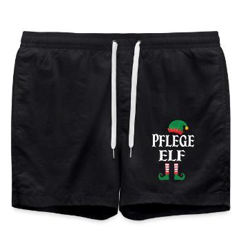 Weihnachts Pflege Elf - Badeshorts - Schwarz - Vorne - AI Model Male 185 light (185cm)