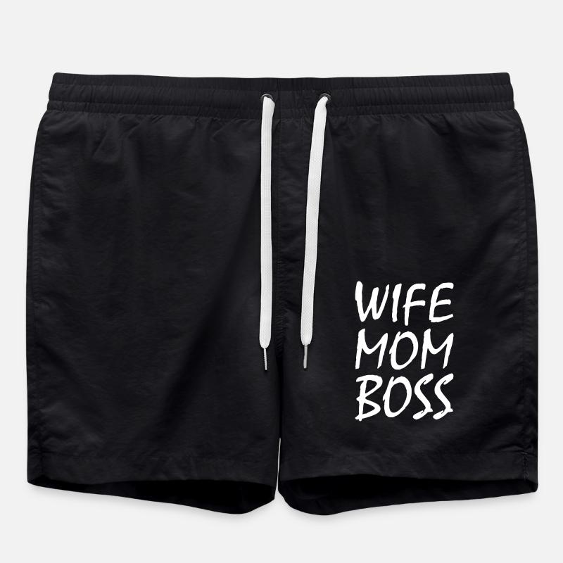 Wife mom boss - Swim Trunks - black
