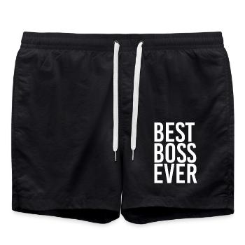 BEST BOSS EVER - Swim Trunks - black - Front - AI Model Male 185 light (185cm)