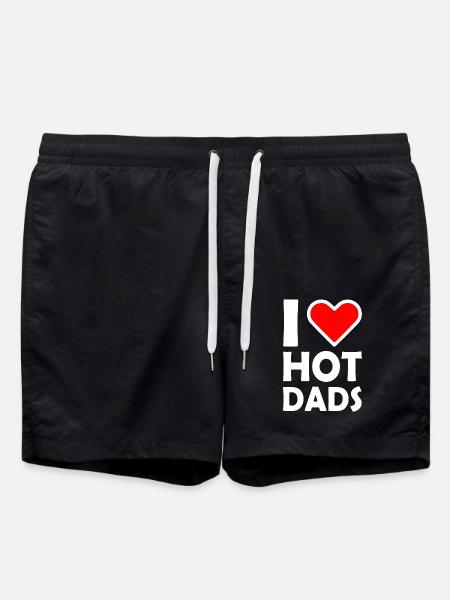I love hot dads - Swim Trunks - black