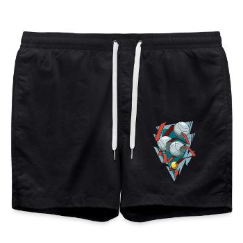 Petanque Boccia Boule Kugelspiel - Badeshorts - Schwarz - Vorne - AI Model Male 185 light (185cm)
