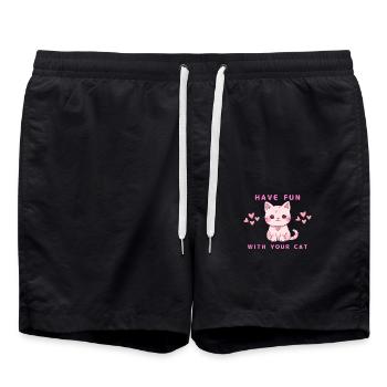 Amusez-vous avec votre chat - Short de bain - noir - Devant - AI Model Male 185 light (185cm)