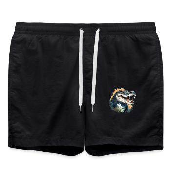 Wild angry animal pugnacious combative crocodile - Swim Trunks - black - Front - AI Model Male 185 light (185cm)