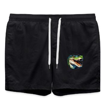Wild angry animal pugnacious combative crocodile - Swim Trunks - black - Front - AI Model Male 185 light (185cm)