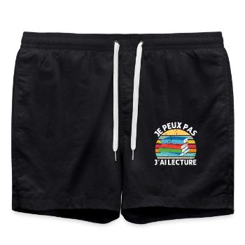 Je peux pas j' ai lecture cadeau livre vintage - Short de bain - noir - Devant - AI Model Male 185 light (185cm)