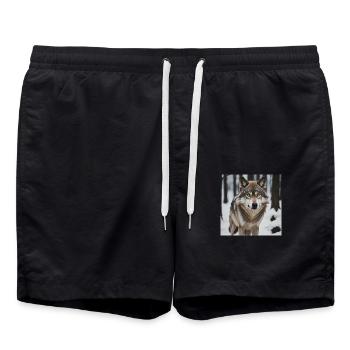 Wolf - Badeshorts - Schwarz - Vorne - AI Model Male 185 light (185cm)