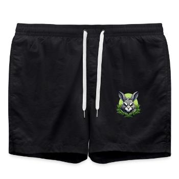 Wild angry rabbit combative motivational sport - Swim Trunks - black - Front - AI Model Male 185 light (185cm)