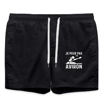 I can't I rowing gift birthday humor - Swim Trunks - black - Front - AI Model Male 185 light (185cm)