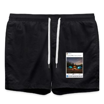 Camping is fun - Badeshorts - Schwarz - Vorne - AI Model Male 185 light (185cm)