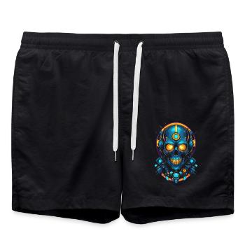 Crâne futuristique or bleu - Short de bain - noir - Devant - AI Model Male 185 light (185cm)