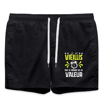 Je ne vieillis pas, je prends de la valeur - Short de bain - noir - Devant - AI Model Male 185 light (185cm)
