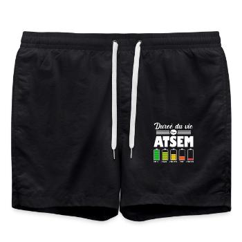 Atsem - Durée du vie d'une Atsem Humour Cadeau - Short de bain - noir - Devant - AI Model Male 185 light (185cm)