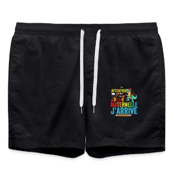 Attention La Maternelle J'arrive Rentrée Scolaire - Short de bain - noir - Devant - AI Model Male 185 light (185cm)