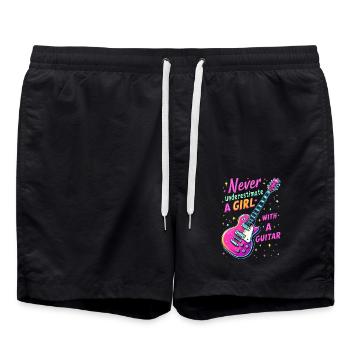 Fille avec guitare - Short de bain - noir - Devant - AI Model Male 185 light (185cm)
