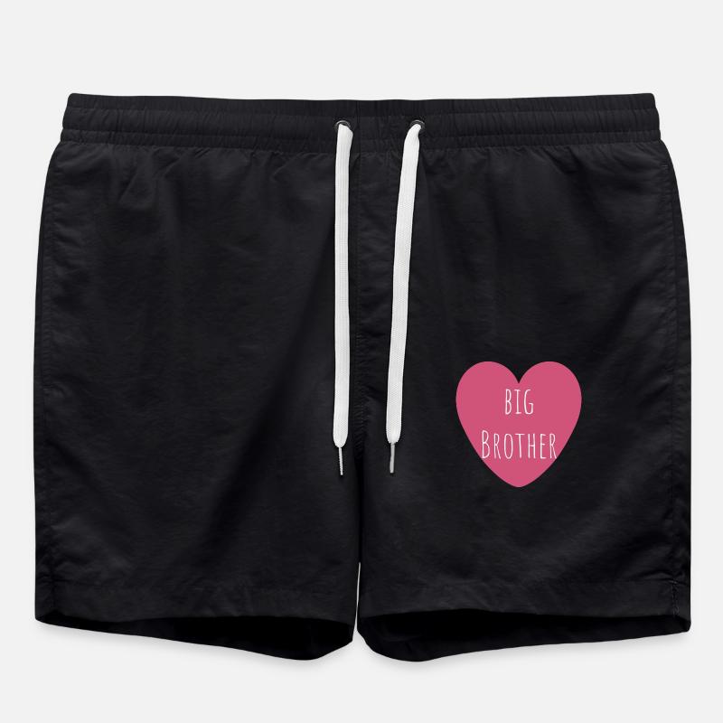 Big Brother | Pink Heart | Boy Gift - Swim Trunks - black