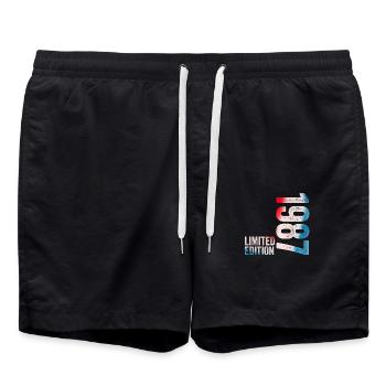1987 1987 Geburtstagsgeschenk in limitierter Auflage - Badeshorts - Schwarz - Vorne - AI Model Male 185 light (185cm)
