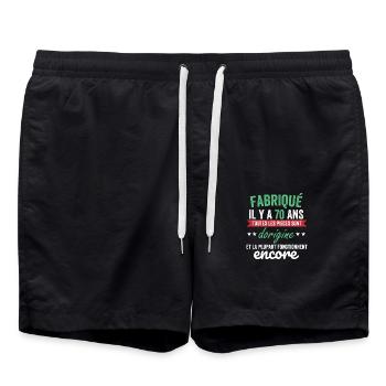 Made 70 Years Ago - 70 Years Anniversary Joke - Swim Trunks - black - Front - AI Model Male 185 light (185cm)