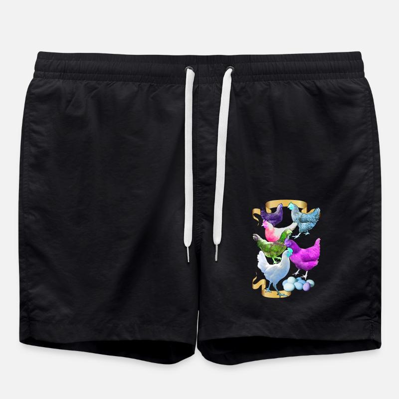 Alex' Hühner in funky Farben - Badeshorts - Schwarz