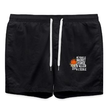 Né Pour Le Basket Forcé D'aller À L'école - Short de bain - noir - Devant - AI Model Male 185 light (185cm)