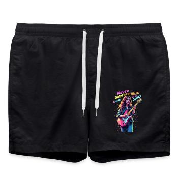 Fille avec guitare - Short de bain - noir - Devant - AI Model Male 185 light (185cm)