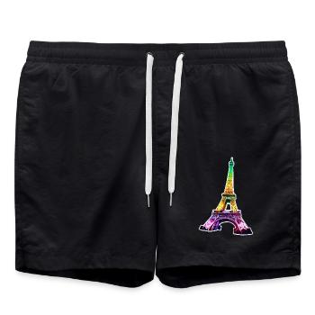 Eiffel tower #17 - Short de bain - noir - Devant - AI Model Male 185 light (185cm)