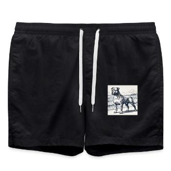 American Bulldog by the Sea - Swim Trunks - black - Front - AI Model Male 185 light (185cm)