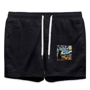 Schwarze Katze halloween Kürbis - Badeshorts - Schwarz - Vorne - AI Model Male 185 light (185cm)