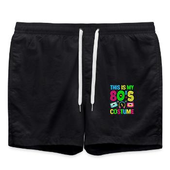 This is my 80s Costume - Retro Party - Swim Trunks - black - Front - AI Model Male 185 light (185cm)
