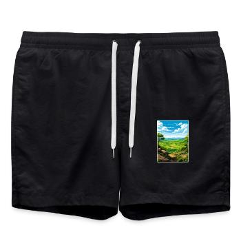 Affiche de voyage souvenir du parc national de Shenandoah - Short de bain - noir - Devant - AI Model Male 185 light (185cm)