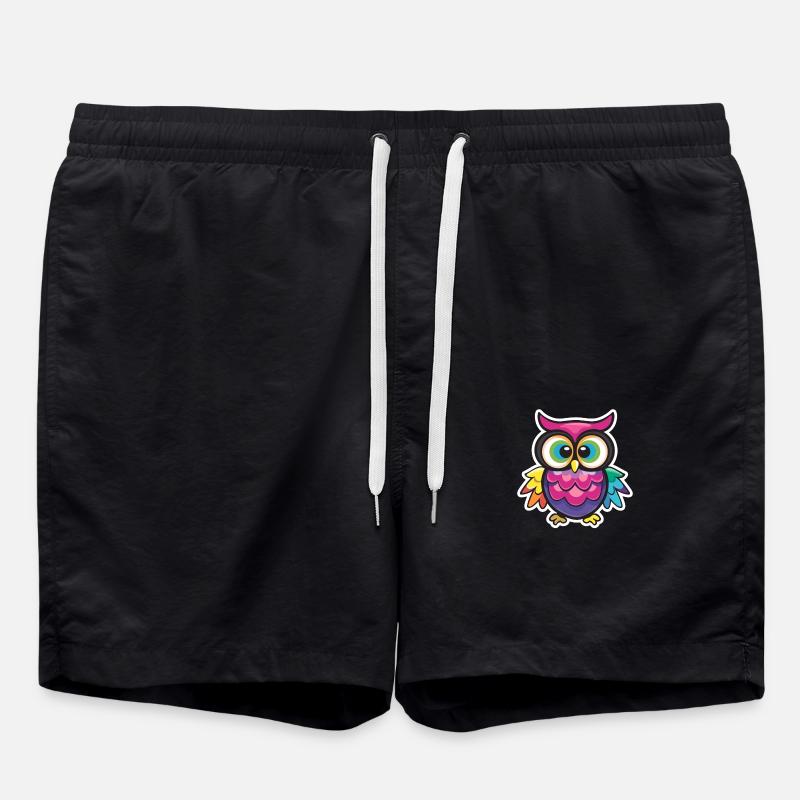 Niedliche Eule Kawaii Maskottchen - Badeshorts - Schwarz