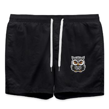 Niedliche Eule Kawaii Maskottchen - Badeshorts - Schwarz - Vorne - AI Model Male 185 light (185cm)