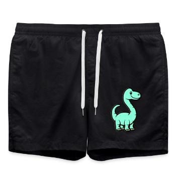 Bande dessinée Dinosaure Brontosaure - Short de bain - noir - Devant - AI Model Male 185 light (185cm)