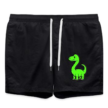 Bande dessinée Dinosaure Brontosaure - Short de bain - noir - Devant - AI Model Male 185 light (185cm)