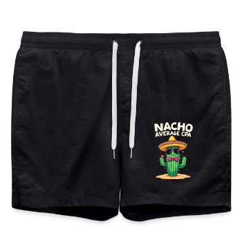 Nacho Average CPA, Cactus Humor - Swim Trunks - black - Front - AI Model Male 185 light (185cm)